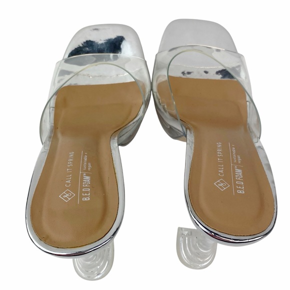 Clear Heels Silver Peep Toe Sandals Call It Spring Prom Shoes Size 8.5 - Picture 7 of 12